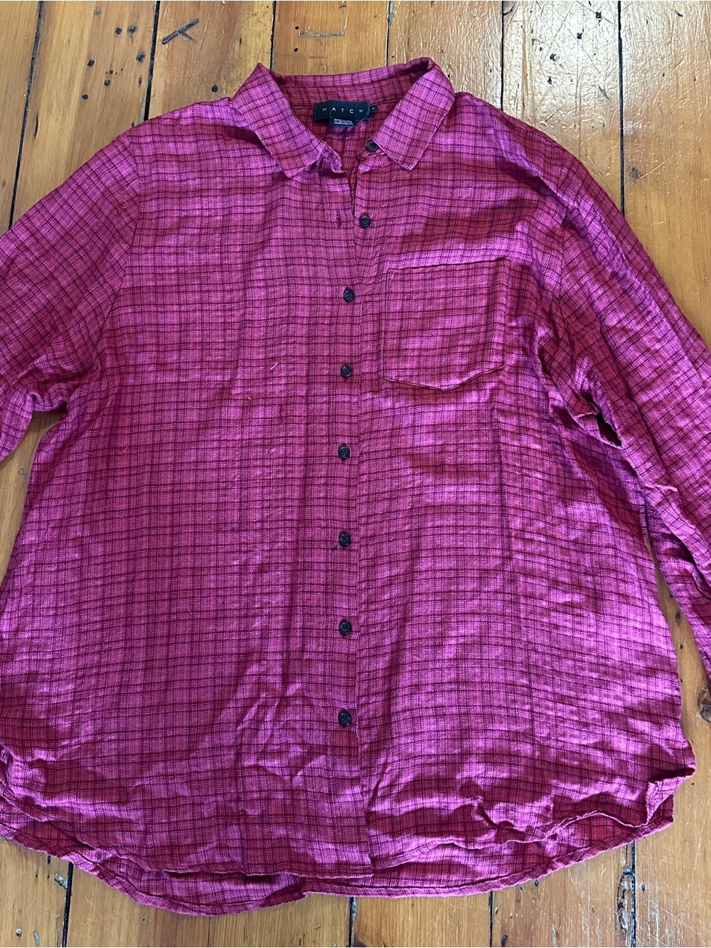 Hatch Boyfriend Shirt in Red Raspberry Plaid, sz 2 (M), Like New